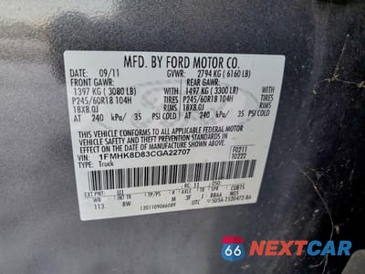 Zdjęcie 12 z 12 samochodu: 2012 FORD EXPLORER VIN:1FMHK8D83CGA22707 - miniatura