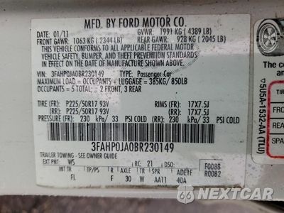 Zdjęcie 12 z 14 samochodu: 2011 FORD FUSION SEL VIN:3FAHP0JA0BR230149 - miniatura
