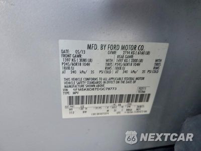 Zdjęcie 13 z 13 samochodu: 2013 FORD EXPLORER XLT VIN:1FM5K8D87DGC78773 - miniatura