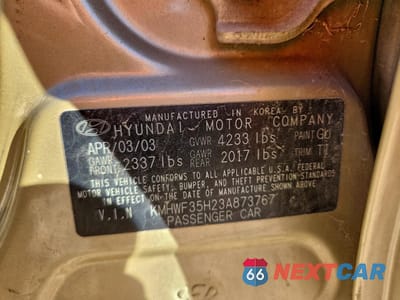 Zdjęcie 12 z 14 samochodu: 2003 HYUNDAI SONATA GLS VIN:KMHWF35H23A873767 - miniatura