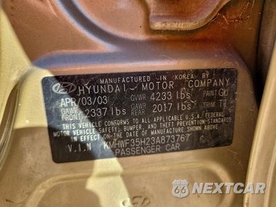 Zdjęcie 12 z 14 samochodu: 2003 HYUNDAI SONATA GLS VIN:KMHWF35H23A873767 - miniatura