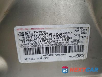 Zdjęcie 12 z 14 samochodu: 2007 MITSUBISHI OUTLANDER XLS VIN:JA4MS41XX7Z013661 - miniatura