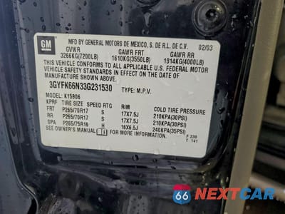 Zdjęcie 13 z 13 samochodu: 2003 CADILLAC ESCALADE ESV VIN:3GYFK66N33G231530 - miniatura