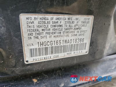 Zdjęcie 12 z 12 samochodu: 1998 HONDA ACCORD EX VIN:1HGCG1651WA018366 - miniatura