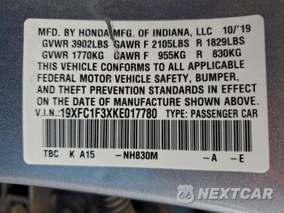 Zdjęcie 13 z 14 samochodu: 2019 HONDA CIVIC EX VIN:19XFC1F3XKE017780 - miniatura