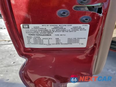 Zdjęcie 13 z 13 samochodu: 2003 CHEVROLET SUBURBAN C1500 VIN:1GNEC16Z63J220824 - miniatura