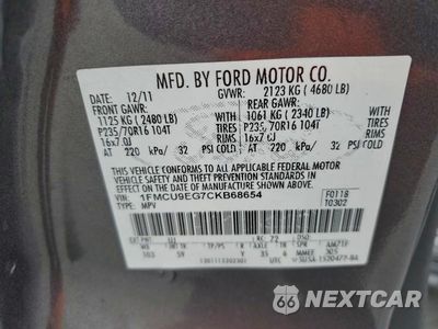 Zdjęcie 13 z 13 samochodu: 2012 FORD ESCAPE LIM VIN:1FMCU9EG7CKB68654 - miniatura