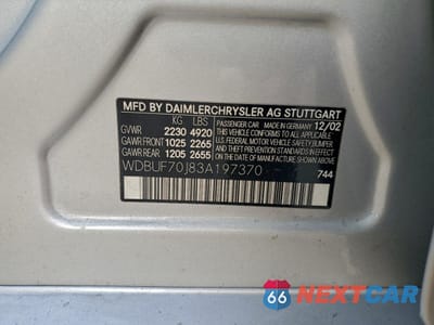 Zdjęcie 12 z 14 samochodu: 2003 MERCEDES-BENZ E 500 VIN:WDBUF70J83A197370 - miniatura