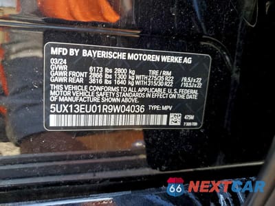 Zdjęcie 13 z 13 samochodu: 2024 BMW X5 SDRIVE 40I VIN:5UX13EU01R9W04036 - miniatura