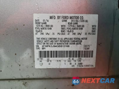 Zdjęcie 14 z 14 samochodu: 2016 FORD EDGE SEL VIN:2FMPK3J94GBB13168 - miniatura