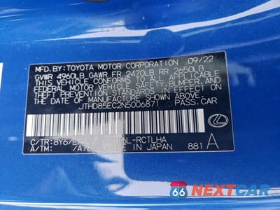 Zdjęcie 12 z 12 samochodu: 2022 LEXUS RC 300 BASE VIN:JTHD85EC2N5006871 - miniatura