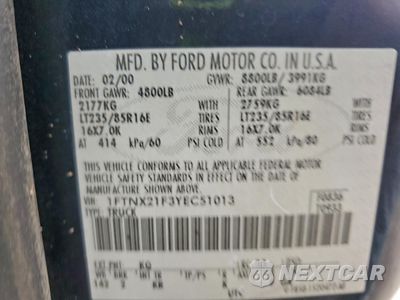Zdjęcie 12 z 14 samochodu: 2000 FORD F250 SUPER DUTY VIN:1FTNX21F3YEC51013 - miniatura