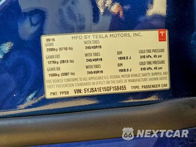 Zdjęcie 12 z 12 samochodu: 2016 TESLA MODEL S VIN:5YJSA1E15GF158455 - miniatura