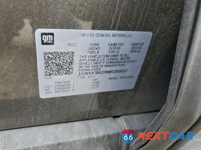 Zdjęcie 14 z 14 samochodu: 2021 CHEVROLET TAHOE K1500 PREMIER VIN:1GNSKSKD9MR350637 - miniatura