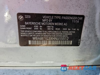 Zdjęcie 12 z 12 samochodu: 2017 BMW 320 I VIN:WBA8E1G3XHNU15512 - miniatura