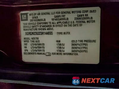 Zdjęcie 14 z 14 samochodu: 2003 HUMMER H2 VIN:5GRGN23U23H144695 - miniatura