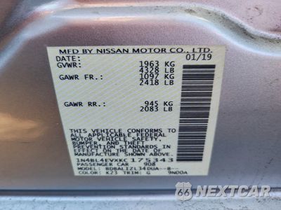 Zdjęcie 12 z 12 samochodu: 2019 NISSAN ALTIMA SL VIN:1N4BL4EVXKC175343 - miniatura