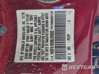 Zdjęcie 12 z 14 samochodu: 2008 HONDA CIVIC LX VIN:1HGFA16598L055655 - miniatura
