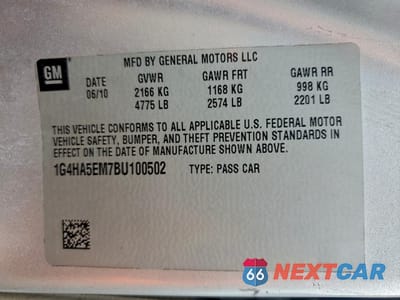 Zdjęcie 12 z 12 samochodu: 2011 BUICK LUCERNE CX VIN:1G4HA5EM7BU100502 - miniatura