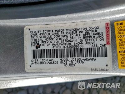 Zdjęcie 12 z 12 samochodu: 2002 LEXUS IS 300 VIN:JTHBD192820059659 - miniatura