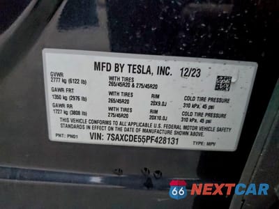 Zdjęcie 12 z 12 samochodu: 2023 TESLA MODEL X VIN:7SAXCDE55PF428131 - miniatura