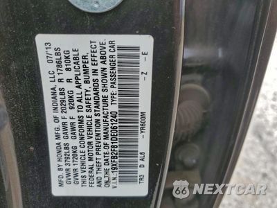 Zdjęcie 13 z 15 samochodu: 2013 HONDA CIVIC EX VIN:19XFB2F81DE061240 - miniatura