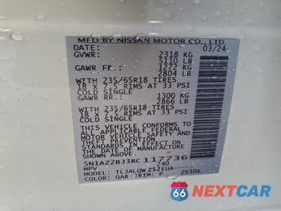 Zdjęcie 13 z 13 samochodu: 2024 NISSAN MURANO SV VIN:5N1AZ2BJ3RC117736 - miniatura
