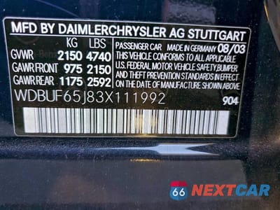 Zdjęcie 12 z 12 samochodu: 2003 MERCEDES-BENZ E 320 VIN:WDBUF65J83X111992 - miniatura