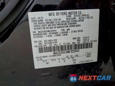 Zdjęcie 12 z 15 samochodu: 2021 FORD ECOSPORT SE VIN:MAJ3S2GE3MC422441 - miniatura
