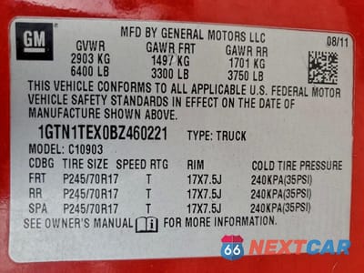Zdjęcie 13 z 13 samochodu: 2011 GMC SIERRA C1500 VIN:1GTN1TEX0BZ460221 - miniatura