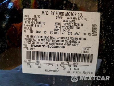 Zdjęcie 13 z 15 samochodu: 2020 FORD EXPLORER XLT VIN:1FMSK7DH9LGD06360 - miniatura