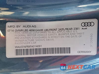 Zdjęcie 12 z 12 samochodu: 2015 AUDI A5 PREMIUM VIN:WAUCFAFRXFA014091 - miniatura