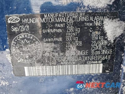 Zdjęcie 12 z 12 samochodu: 2022 HYUNDAI SANTA FE SEL VIN:5NMS3DAJXNH395648 - miniatura