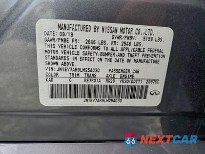 Zdjęcie 13 z 13 samochodu: 2020 INFINITI Q50 PURE VIN:JN1EV7AR9LM254030 - miniatura