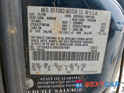 Zdjęcie 13 z 15 samochodu: 1999 FORD F250 SUPER DUTY VIN:1FTNX21LXXED07081 - miniatura