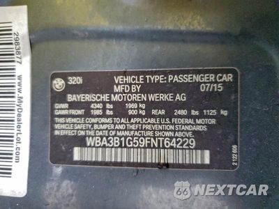 Zdjęcie 12 z 12 samochodu: 2015 BMW 320 I VIN:WBA3B1G59FNT64229 - miniatura
