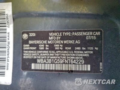 Zdjęcie 12 z 13 samochodu: 2015 BMW 320 I VIN:WBA3B1G59FNT64229 - miniatura