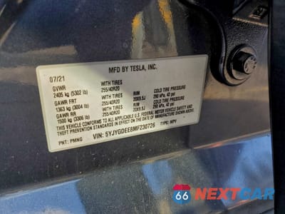 Zdjęcie 12 z 13 samochodu: 2021 TESLA MODEL Y VIN:5YJYGDEE8MF230726 - miniatura