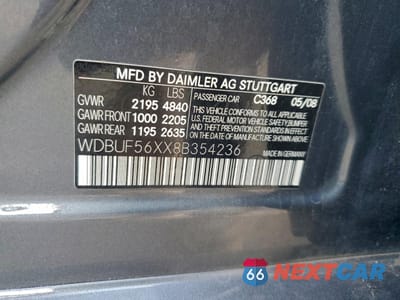 Zdjęcie 12 z 12 samochodu: 2008 MERCEDES-BENZ E 350 VIN:WDBUF56XX8B354236 - miniatura