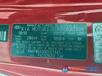Zdjęcie 12 z 12 samochodu: 2011 KIA FORTE SX VIN:KNAFW6A30B5317445 - miniatura