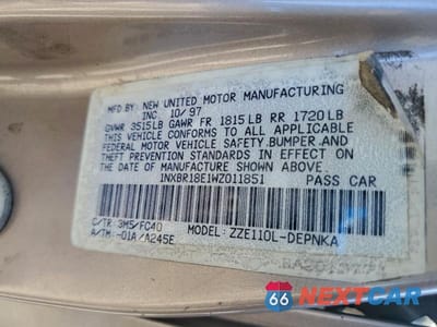 Zdjęcie 12 z 12 samochodu: 1998 TOYOTA COROLLA VE VIN:1NXBR18E1WZ011851 - miniatura