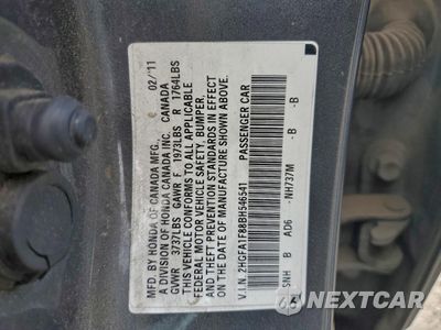 Zdjęcie 12 z 13 samochodu: 2011 HONDA CIVIC EX VIN:2HGFA1F88BH546541 - miniatura