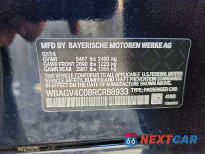 Zdjęcie 12 z 15 samochodu: 2024 BMW 840XI VIN:WBAGV4C08RCR88933 - miniatura