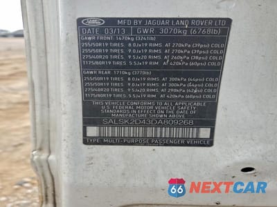 Zdjęcie 13 z 13 samochodu: 2013 LAND ROVER RANGE ROVER SPORT HSE LUXURY VIN:SALSK2D43DA809268 - miniatura
