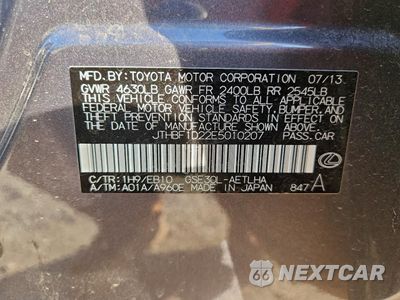 Zdjęcie 13 z 13 samochodu: 2014 LEXUS IS 250 VIN:JTHBF1D22E5010207 - miniatura