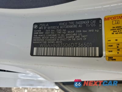 Zdjęcie 12 z 12 samochodu: 2006 BMW 750 LI VIN:WBAHN83506DT36501 - miniatura