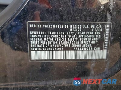 Zdjęcie 13 z 13 samochodu: 2017 VOLKSWAGEN JETTA VIN:3VW167AJ5HM275064 - miniatura