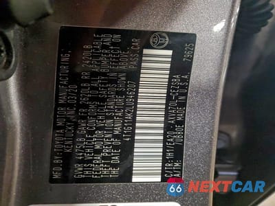 Zdjęcie 12 z 12 samochodu: 2020 TOYOTA CAMRY SE VIN:4T1G11AK2LU946207 - miniatura