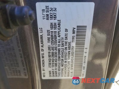 Zdjęcie 12 z 12 samochodu: 2020 HONDA ODYSSEY EX VIN:5FNRL6H51LB031751 - miniatura