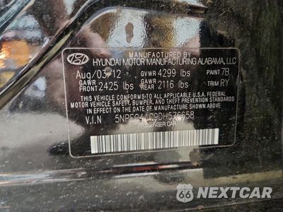 Zdjęcie 12 z 13 samochodu: 2013 HYUNDAI SONATA SE VIN:5NPEC4AC9DH576658 - miniatura